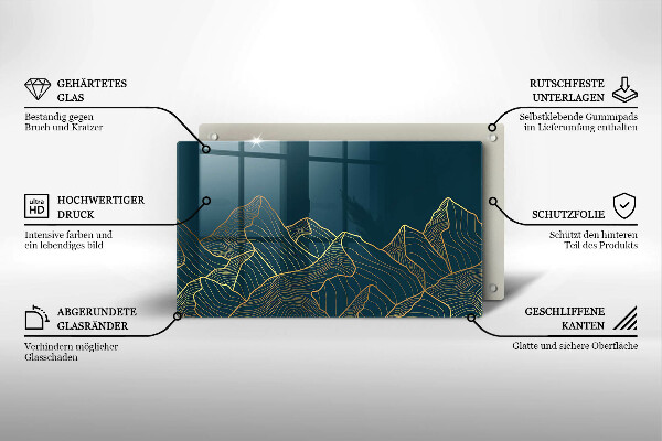 Tabla de cortar de vidrio Montañas abstractas