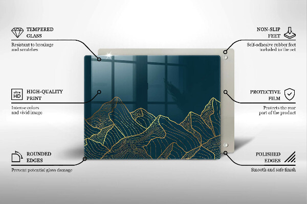 Tabla de cortar de vidrio Montañas abstractas