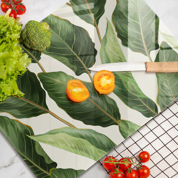 Tabla de cortar de vidrio Hojas de banana