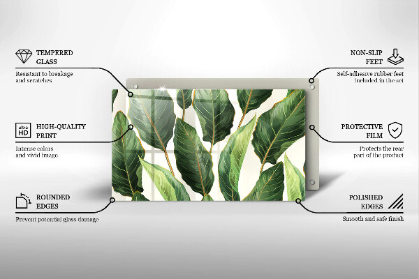 Tabla de cortar de vidrio Hojas de banana