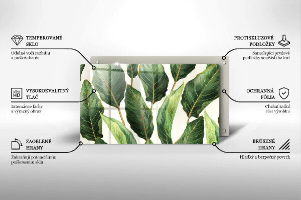 Tabla de cortar de vidrio Hojas de banana