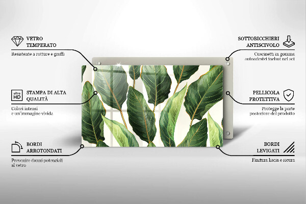 Tabla de cortar de vidrio Hojas de banana