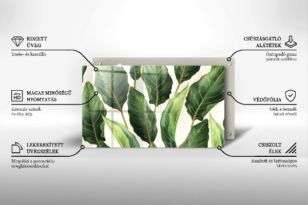 Tabla de cortar de vidrio Hojas de banana