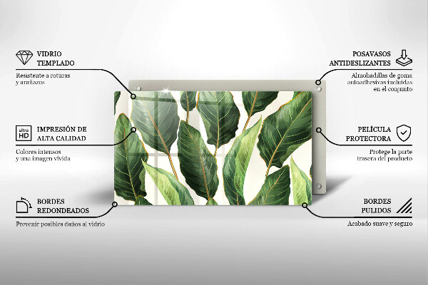 Tabla de cortar de vidrio Hojas de banana