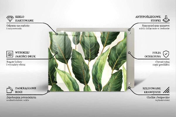 Tabla de cortar de vidrio Hojas de banana