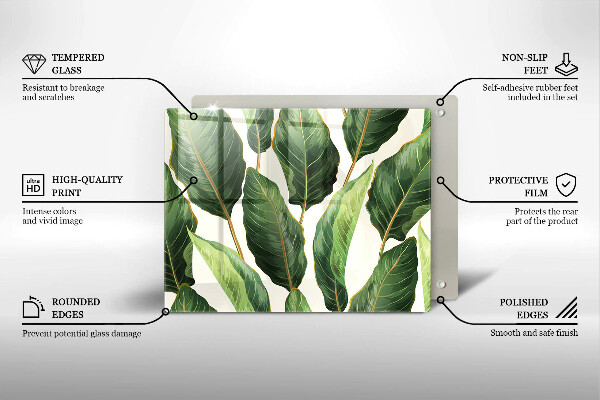 Tabla de cortar de vidrio Hojas de banana