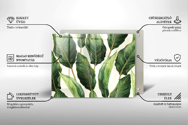 Tabla de cortar de vidrio Hojas de banana