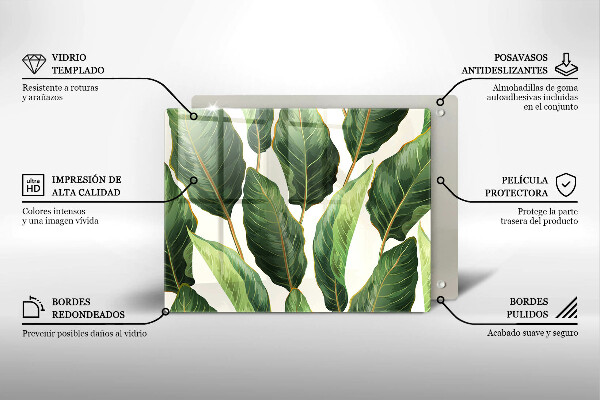 Tabla de cortar de vidrio Hojas de banana