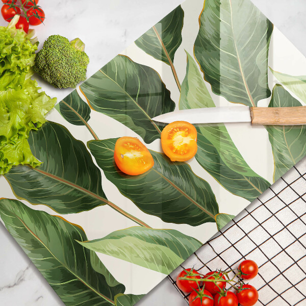 Tabla de cortar de vidrio Hojas de banana