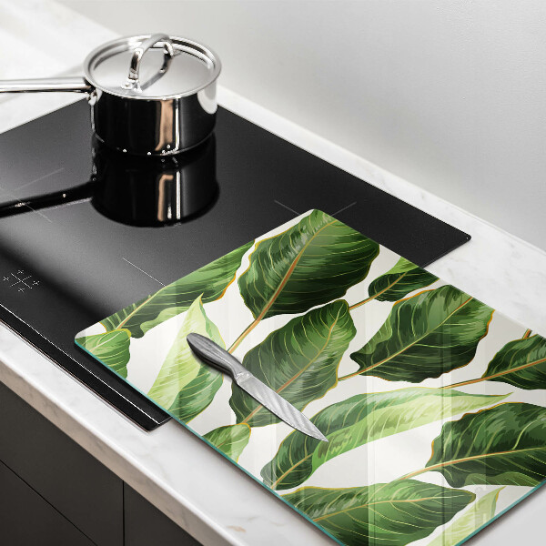 Tabla de cortar de vidrio Hojas de banana