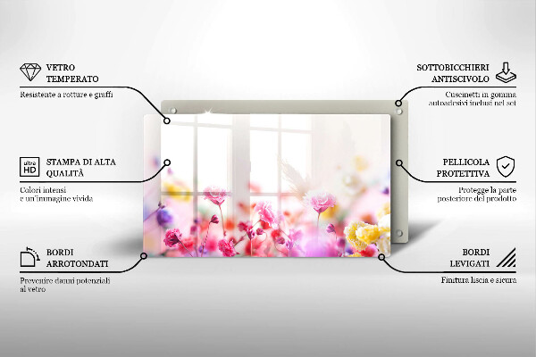 Tabla de cortar de vidrio Prado de flores