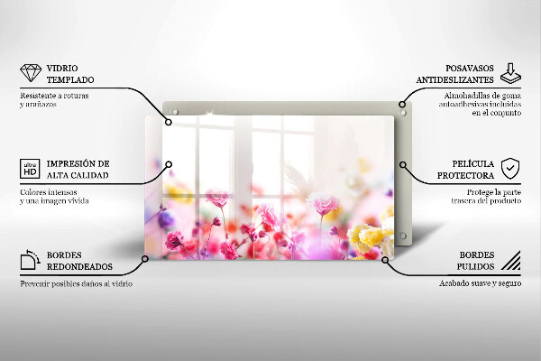 Tabla de cortar de vidrio Prado de flores