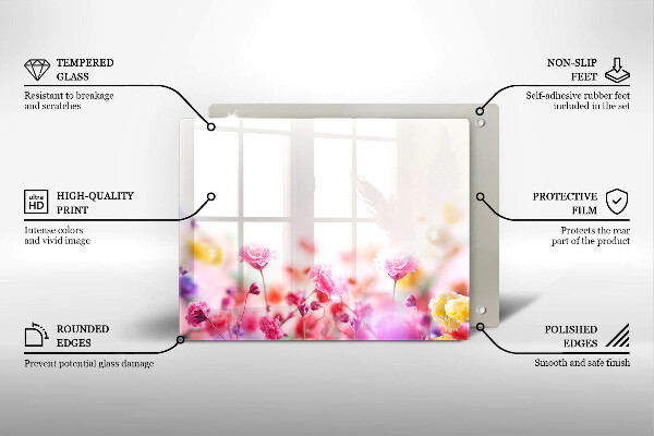 Tabla de cortar de vidrio Prado de flores