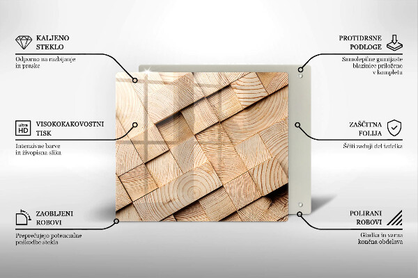 De vidrio templado Cuadrados de madera