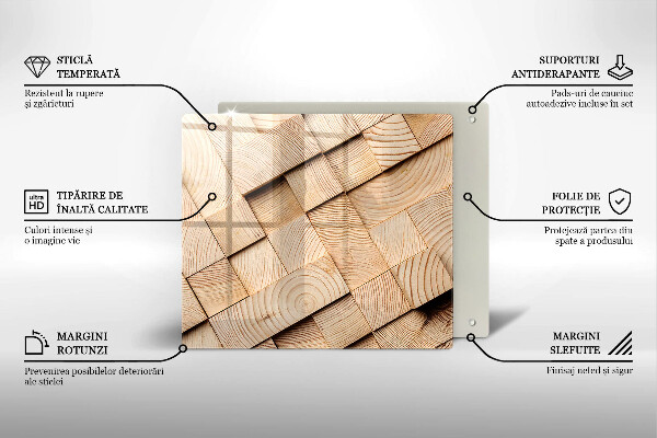 De vidrio templado Cuadrados de madera
