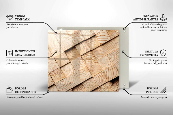 De vidrio templado Cuadrados de madera