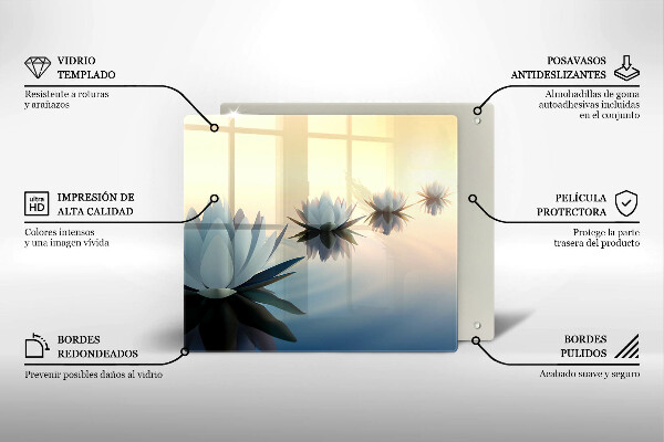 De vidrio templado Flores de lirio en el agua