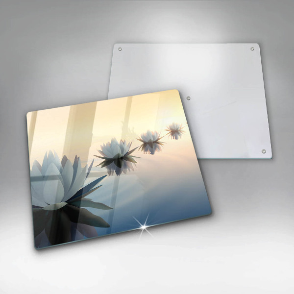 De vidrio templado Flores de lirio en el agua