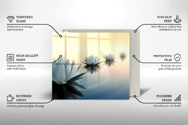 De vidrio templado Flores de lirio en el agua