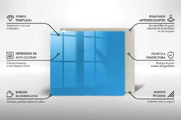 De vidrio templado Color azul