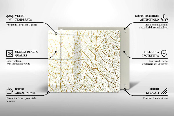 De vidrio templado Patrón de hojas de arte lineal