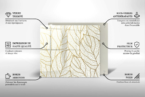 De vidrio templado Patrón de hojas de arte lineal