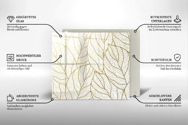 De vidrio templado Patrón de hojas de arte lineal