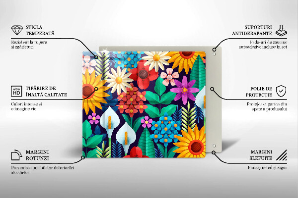 De vidrio templado Ilustración de prado de flores