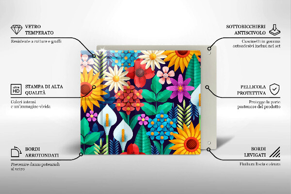 De vidrio templado Ilustración de prado de flores