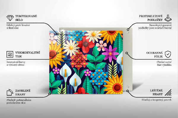 De vidrio templado Ilustración de prado de flores