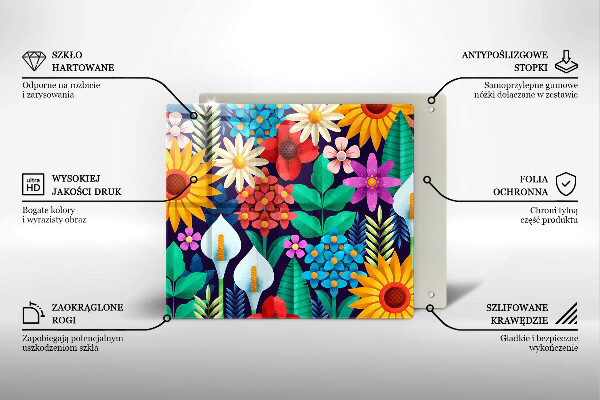 De vidrio templado Ilustración de prado de flores