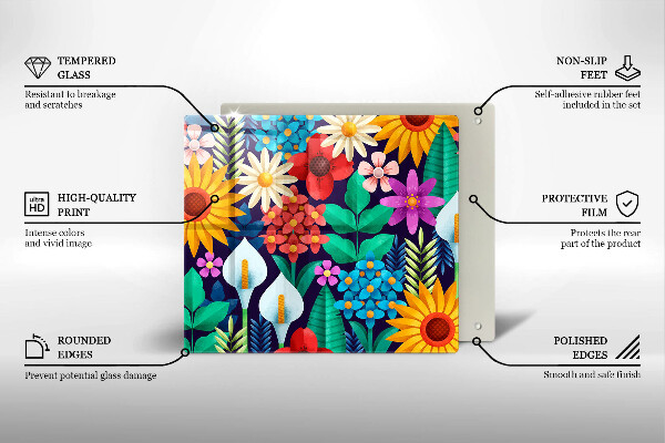 De vidrio templado Ilustración de prado de flores