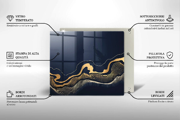 De vidrio templado Líneas doradas abstractas