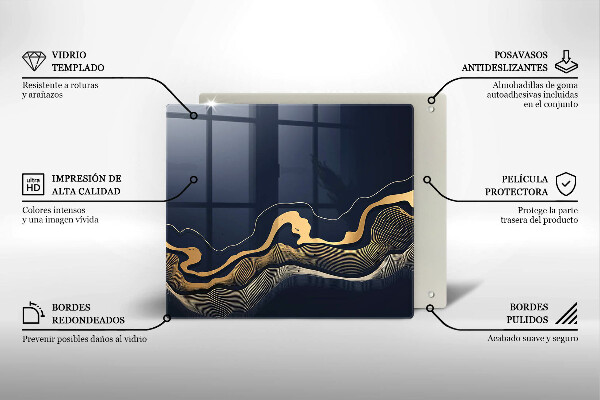 De vidrio templado Líneas doradas abstractas