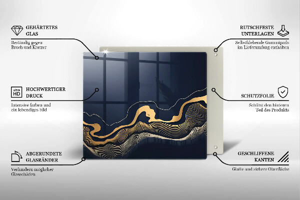 De vidrio templado Líneas doradas abstractas