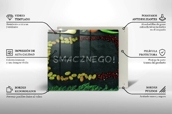 De vidrio templado Inscripción ¡buen provecho!