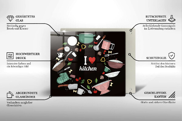 De vidrio templado Ilustración me encanta la cocina