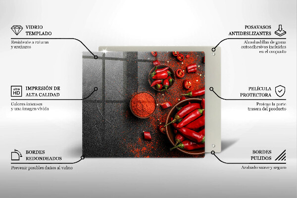 De vidrio templado Chiles rojos