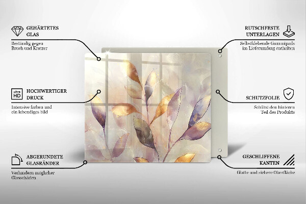 De vidrio templado Hojas boho pintadas