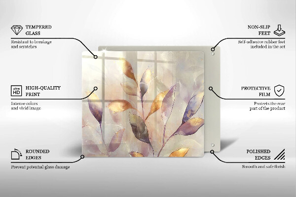 De vidrio templado Hojas boho pintadas