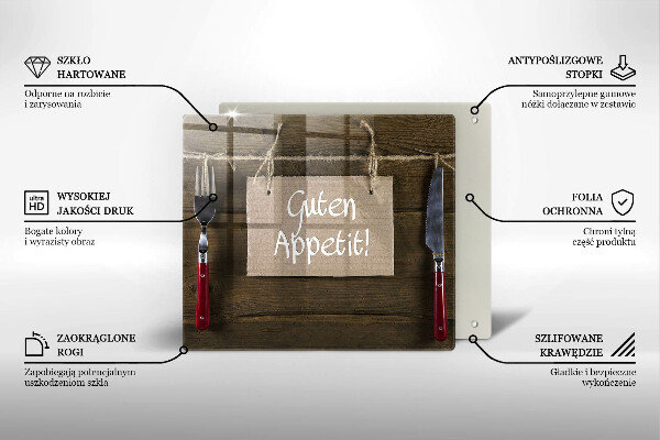 De vidrio templado Inscripción de guten apetit en tableros