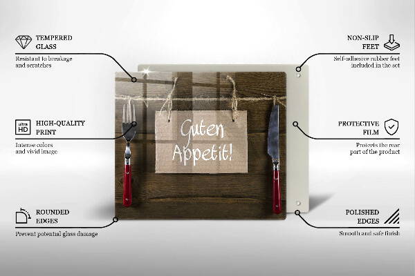 De vidrio templado Inscripción de guten apetit en tableros