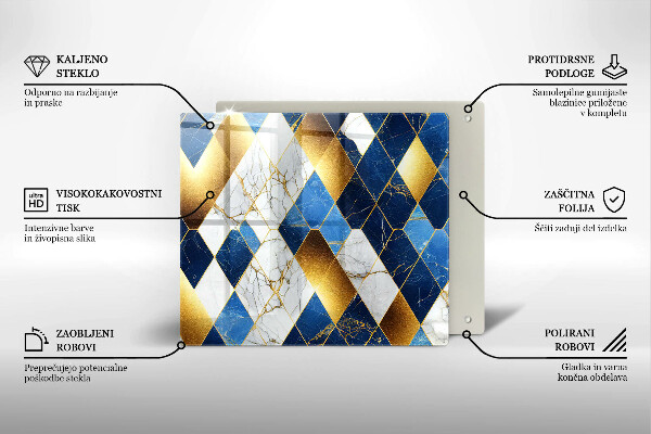 De vidrio templado Rombos de mármol dorado