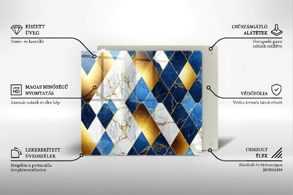 De vidrio templado Rombos de mármol dorado