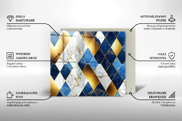 De vidrio templado Rombos de mármol dorado