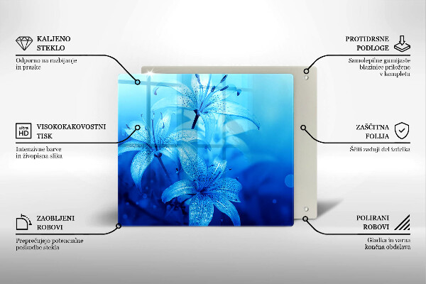 De vidrio templado Flores azules