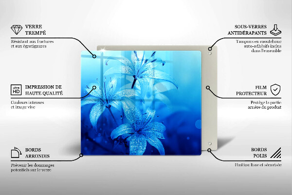 De vidrio templado Flores azules