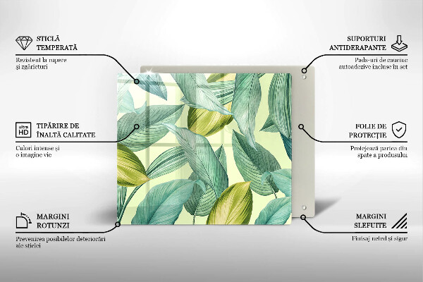 De vidrio templado Hojas tropicales verdes