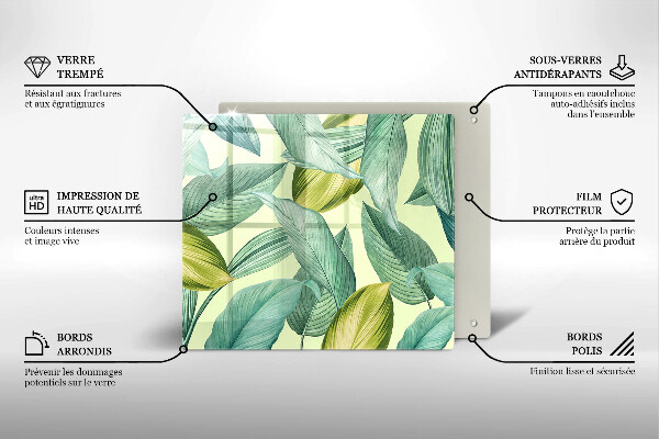 De vidrio templado Hojas tropicales verdes