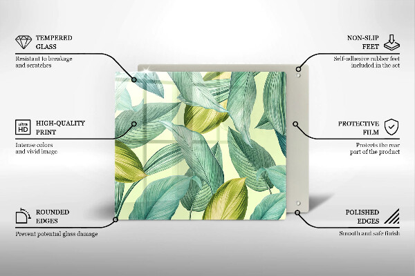 De vidrio templado Hojas tropicales verdes